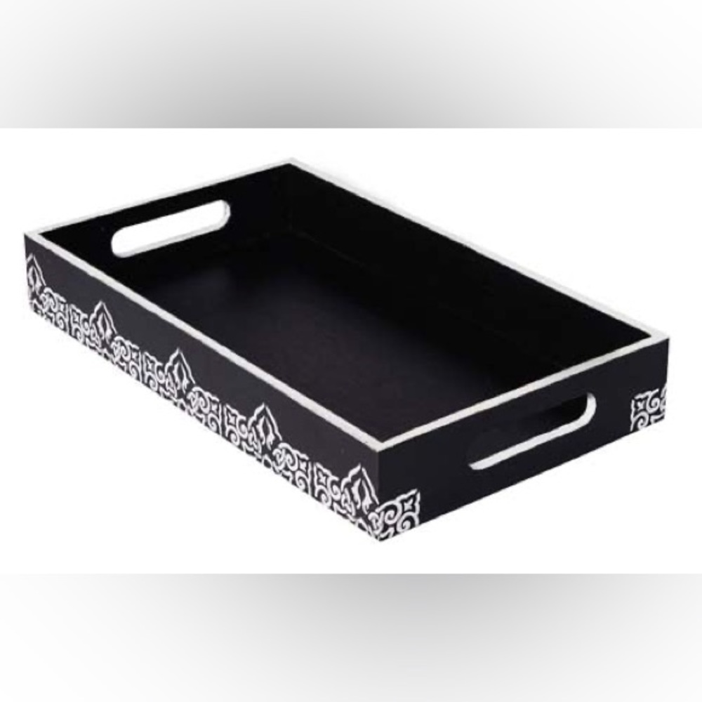 Black and White Wooden Tray